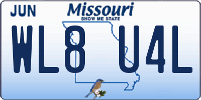 MO license plate WL8U4L