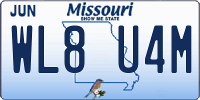 MO license plate WL8U4M
