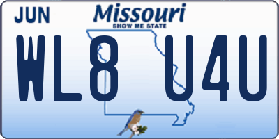MO license plate WL8U4U