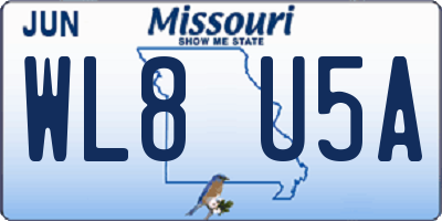 MO license plate WL8U5A