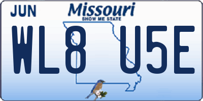 MO license plate WL8U5E