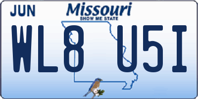 MO license plate WL8U5I