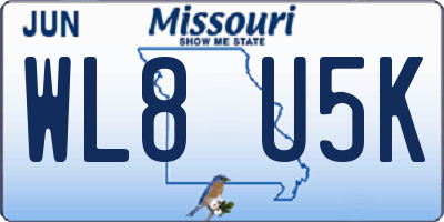 MO license plate WL8U5K