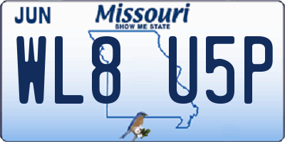 MO license plate WL8U5P