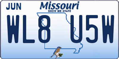 MO license plate WL8U5W