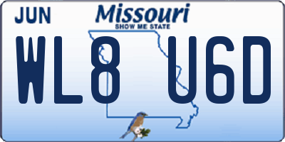 MO license plate WL8U6D