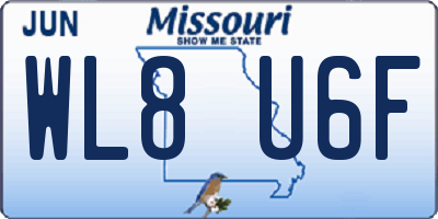 MO license plate WL8U6F