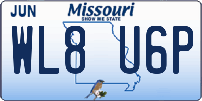 MO license plate WL8U6P
