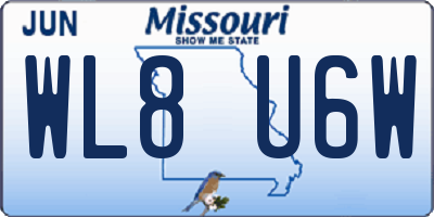 MO license plate WL8U6W