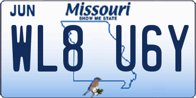 MO license plate WL8U6Y