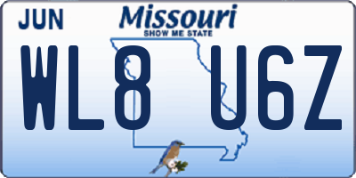MO license plate WL8U6Z
