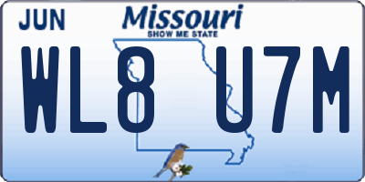 MO license plate WL8U7M