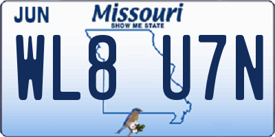 MO license plate WL8U7N
