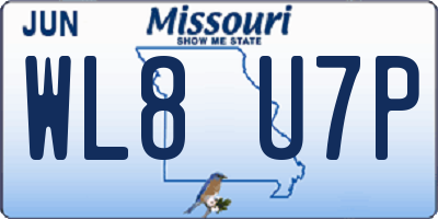 MO license plate WL8U7P