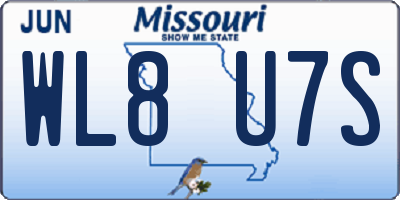 MO license plate WL8U7S