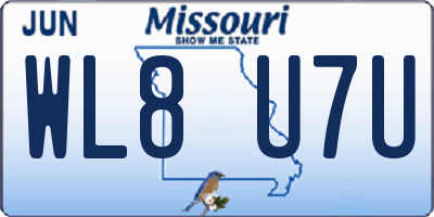 MO license plate WL8U7U