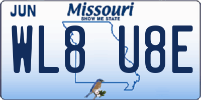 MO license plate WL8U8E