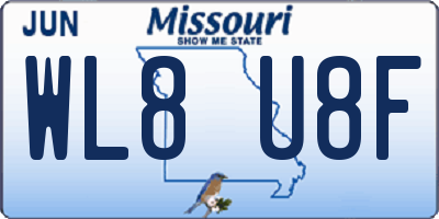 MO license plate WL8U8F