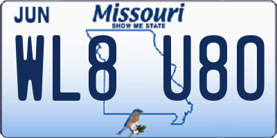 MO license plate WL8U8O
