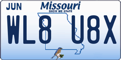 MO license plate WL8U8X