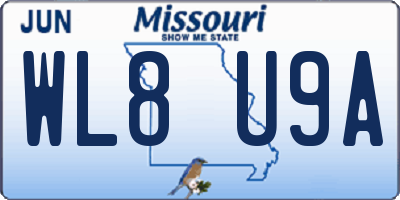 MO license plate WL8U9A