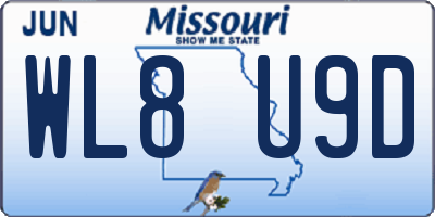 MO license plate WL8U9D