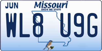 MO license plate WL8U9G