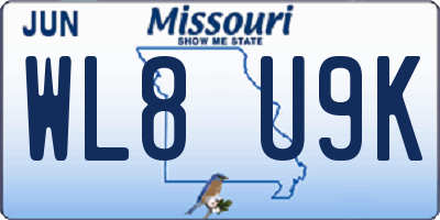 MO license plate WL8U9K
