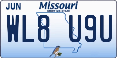 MO license plate WL8U9U