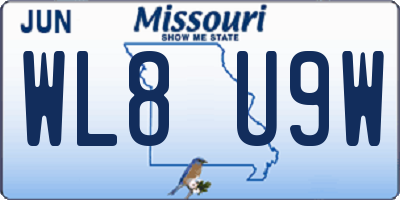 MO license plate WL8U9W