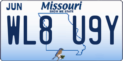 MO license plate WL8U9Y