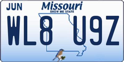 MO license plate WL8U9Z