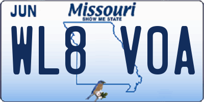 MO license plate WL8V0A