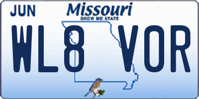 MO license plate WL8V0R