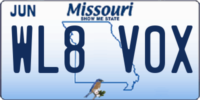 MO license plate WL8V0X