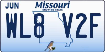 MO license plate WL8V2F