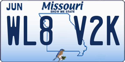 MO license plate WL8V2K