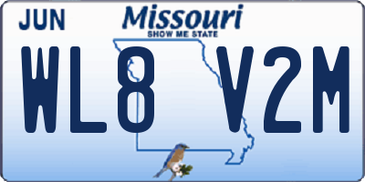 MO license plate WL8V2M