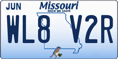 MO license plate WL8V2R