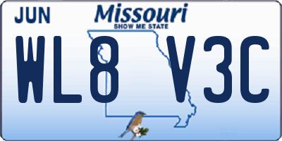 MO license plate WL8V3C