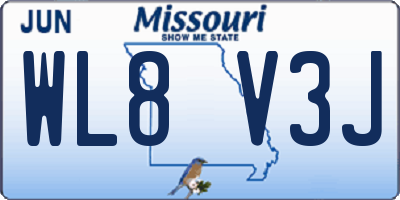 MO license plate WL8V3J