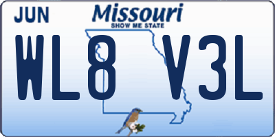 MO license plate WL8V3L
