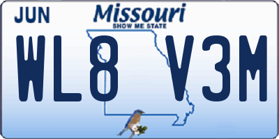 MO license plate WL8V3M