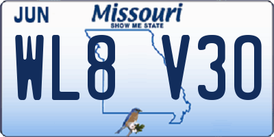 MO license plate WL8V3O