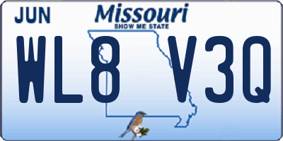 MO license plate WL8V3Q