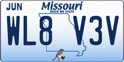 MO license plate WL8V3V