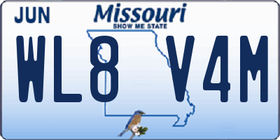 MO license plate WL8V4M