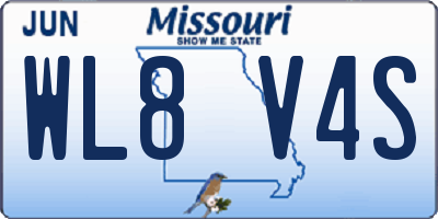 MO license plate WL8V4S
