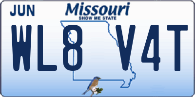 MO license plate WL8V4T