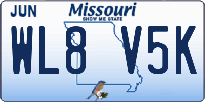 MO license plate WL8V5K